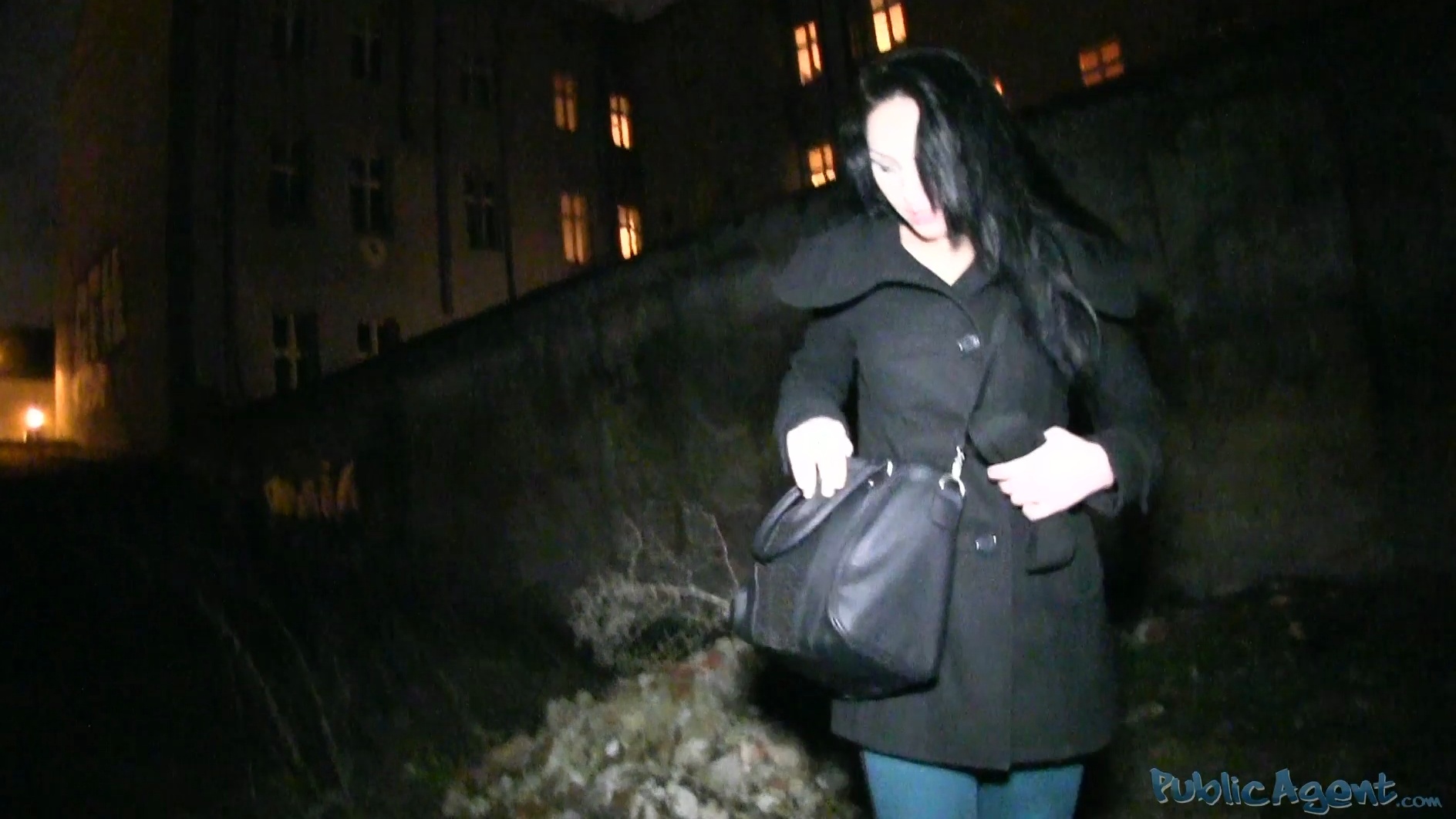 PublicAgent - Kristina - Dark Haired Woman Takes Stranger's Full Load In Public