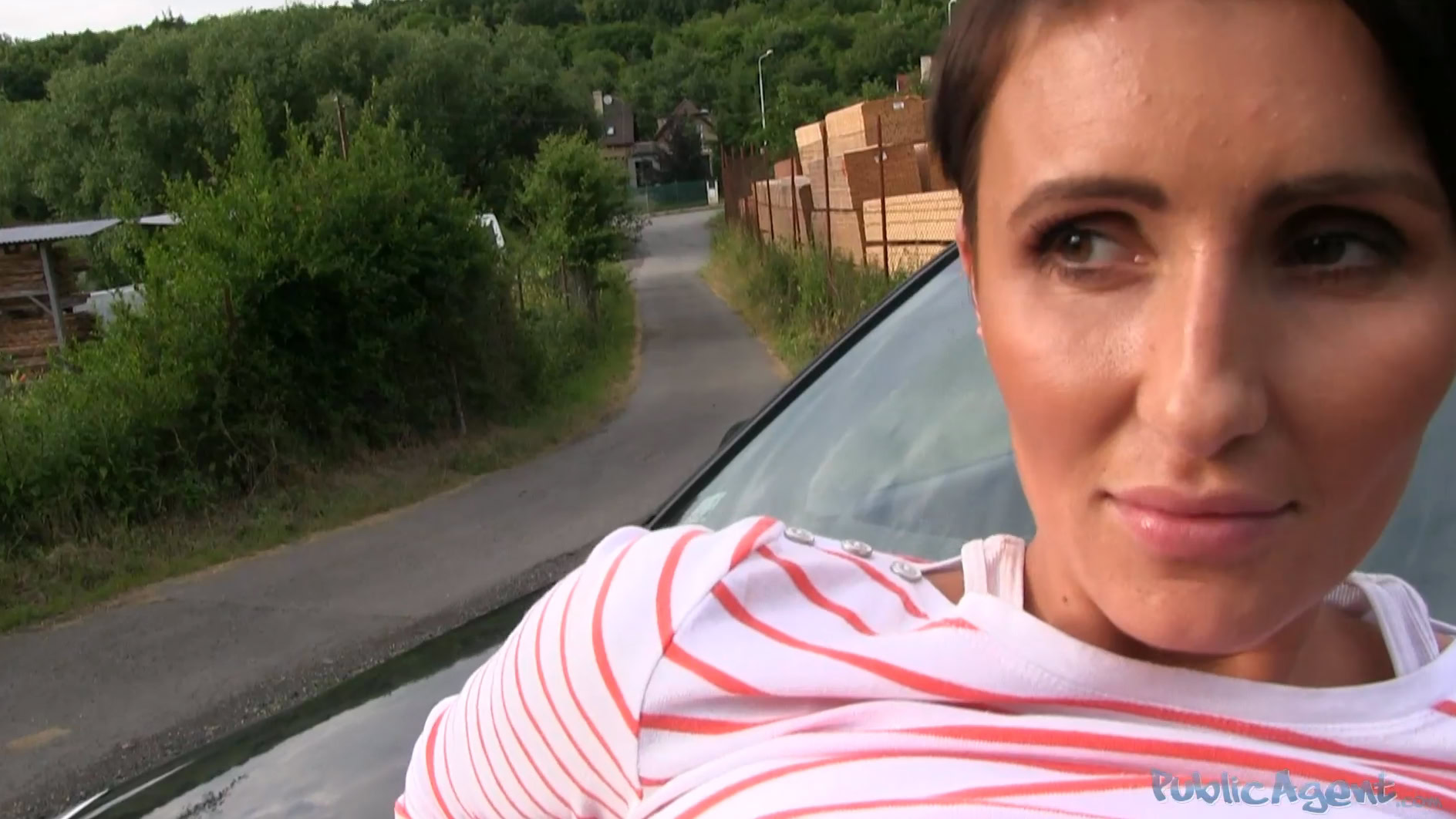 PublicAgent - Gabrielle - Short haired brunette MILF bent over and fucked